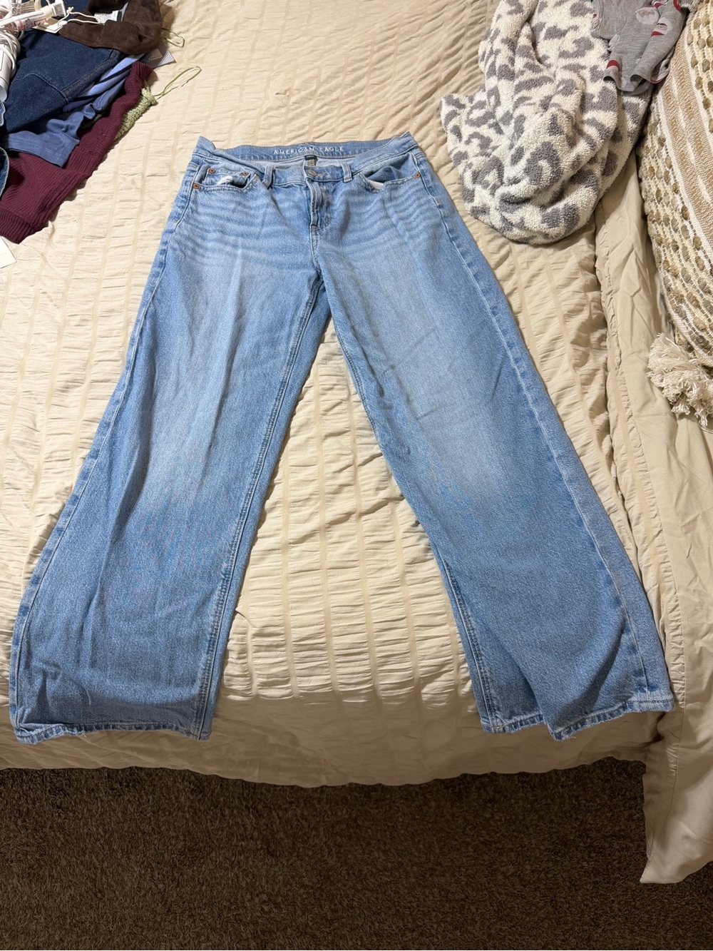 American Eagle Outfitters Light Blue Wide-Leg Jeans